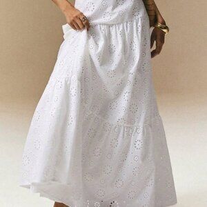 White Boho Women's French Hollow Crochet Skirt